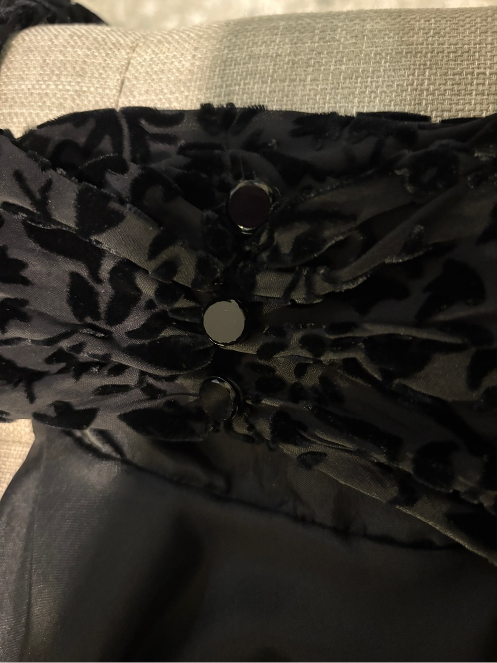 Vintage Ralph Lauren Black Floral Devore Halter Maxi Dress with Short Back Train - Picture 9 of 11